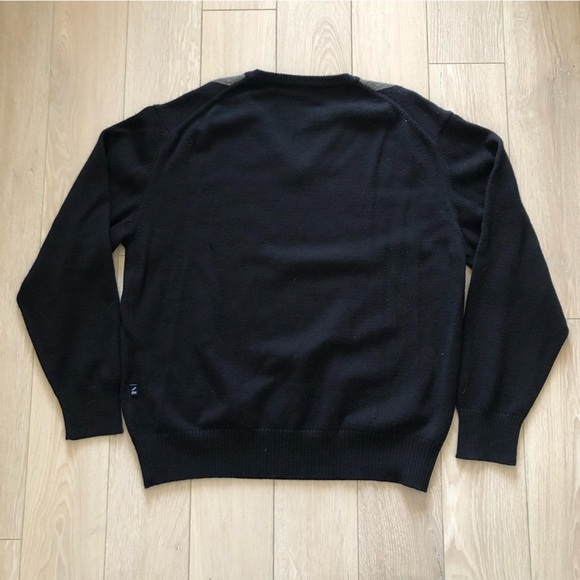 Daniel Hechter Paris Black Argyle V Neck Sweater - Picture 3 of 10